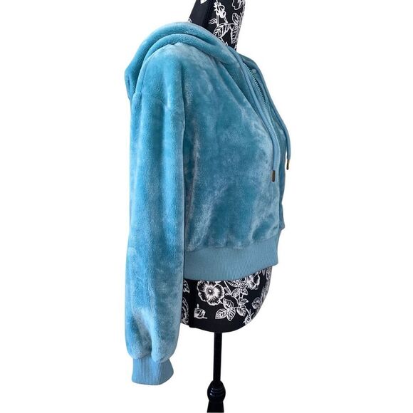 Weekend Edition Cropped Fleece Full Zip Hooded Sweatshirt Soft - Picture 4 of 13